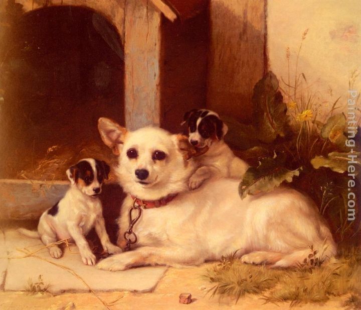 Walter Hunt Mother And Puppies Resting